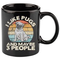 Pug Lover Dog Lover Gift Retro Pug 11oz C Handle Ceramic Mug