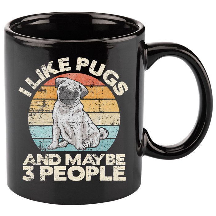 Pug Lover Dog Lover Gift Retro Pug 11oz C Handle Ceramic Mug