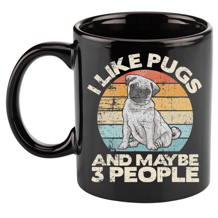 Pug Lover Dog Lover Gift Retro Pug 11oz C Handle Ceramic Mug