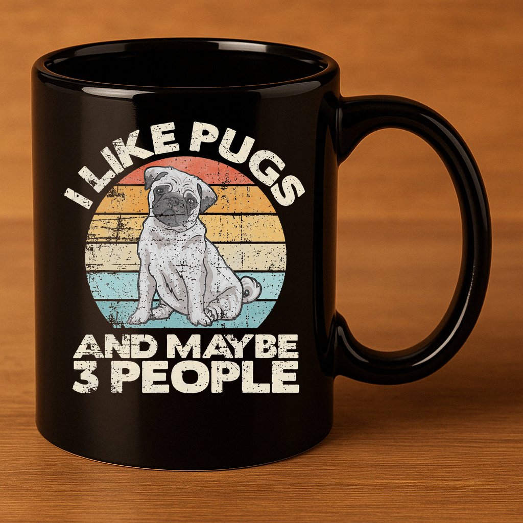 Pug Lover Dog Lover Gift Retro Pug 11oz C Handle Ceramic Mug