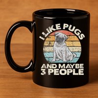 Pug Lover Dog Lover Gift Retro Pug 11oz C Handle Ceramic Mug