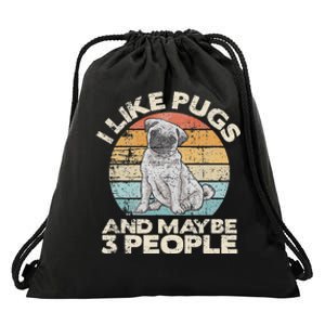 Pug Lover Dog Lover Gift Retro Pug Drawstring Bag