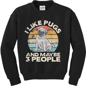 Pug Lover Dog Lover Gift Retro Pug Kids Sweatshirt