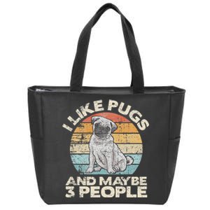 Pug Lover Dog Lover Gift Retro Pug Zip Tote Bag