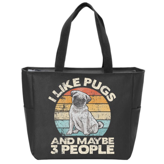 Pug Lover Dog Lover Gift Retro Pug Zip Tote Bag