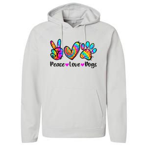 Peace Love Dogs Tie Dye Dog Paw Dog Mom Cute Mother's Day Performance Fleece Hoodie