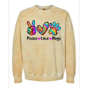 Peace Love Dogs Tie Dye Dog Paw Dog Mom Cute Mother's Day Colorblast Crewneck Sweatshirt