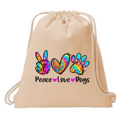 Peace Love Dogs Tie Dye Dog Paw Dog Mom Cute Mother's Day Drawstring Bag