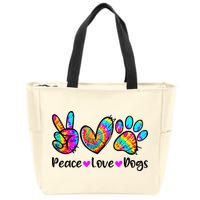 Peace Love Dogs Tie Dye Dog Paw Dog Mom Cute Mother's Day Zip Tote Bag