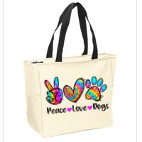 Peace Love Dogs Tie Dye Dog Paw Dog Mom Cute Mother's Day Zip Tote Bag