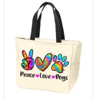 Peace Love Dogs Tie Dye Dog Paw Dog Mom Cute Mother's Day Zip Tote Bag