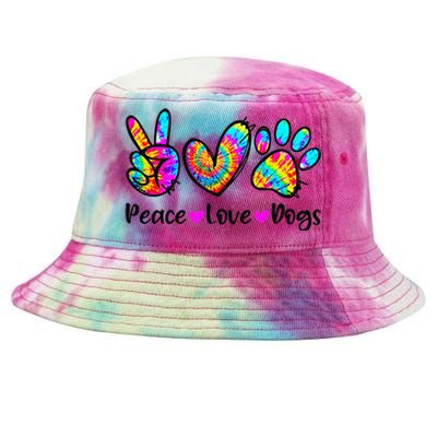 Peace Love Dogs Tie Dye Dog Paw Dog Mom Cute Mother's Day Tie-Dyed Bucket Hat