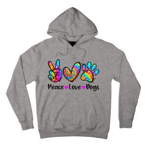 Peace Love Dogs Tie Dye Dog Paw Dog Mom Cute Mother's Day Tall Hoodie