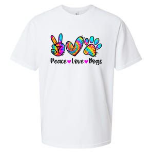 Peace Love Dogs Tie Dye Dog Paw Dog Mom Cute Mother's Day Sueded Cloud Jersey T-Shirt