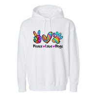 Peace Love Dogs Tie Dye Dog Paw Dog Mom Cute Mother's Day Garment-Dyed Fleece Hoodie