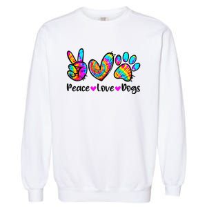 Peace Love Dogs Tie Dye Dog Paw Dog Mom Cute Mother's Day Garment-Dyed Sweatshirt