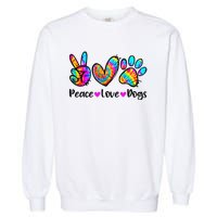 Peace Love Dogs Tie Dye Dog Paw Dog Mom Cute Mother's Day Garment-Dyed Sweatshirt