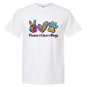 Peace Love Dogs Tie Dye Dog Paw Dog Mom Cute Mother's Day Garment-Dyed Heavyweight T-Shirt