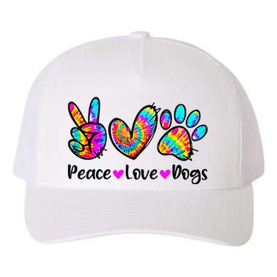 Peace Love Dogs Tie Dye Dog Paw Dog Mom Cute Mother's Day Yupoong Adult 5-Panel Trucker Hat