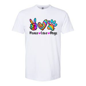 Peace Love Dogs Tie Dye Dog Paw Dog Mom Cute Mother's Day Softstyle CVC T-Shirt