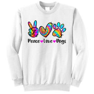 Peace Love Dogs Tie Dye Dog Paw Dog Mom Cute Mother's Day Sweatshirt