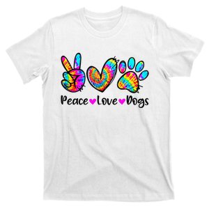 Peace Love Dogs Tie Dye Dog Paw Dog Mom Cute Mother's Day T-Shirt