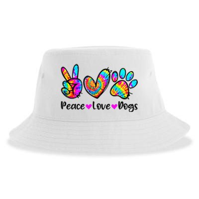 Peace Love Dogs Tie Dye Dog Paw Dog Mom Cute Mother's Day Sustainable Bucket Hat