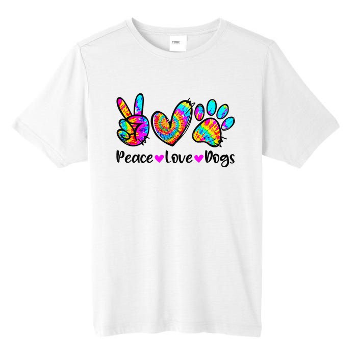 Peace Love Dogs Tie Dye Dog Paw Dog Mom Cute Mother's Day Tall Fusion ChromaSoft Performance T-Shirt