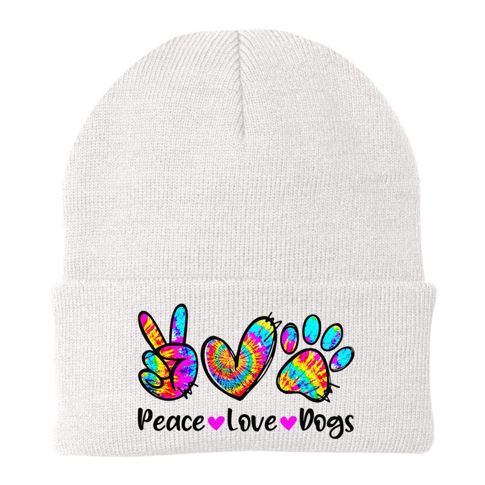 Peace Love Dogs Tie Dye Dog Paw Dog Mom Cute Mother's Day Beanie