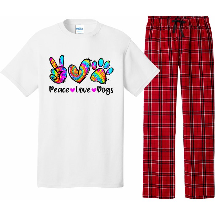 Peace Love Dogs Tie Dye Dog Paw Dog Mom Cute Mother's Day Pajama Set