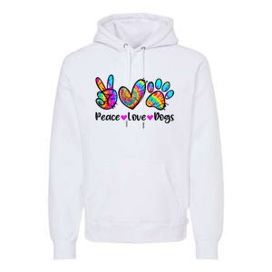 Peace Love Dogs Tie Dye Dog Paw Dog Mom Cute Mother's Day Premium Hoodie