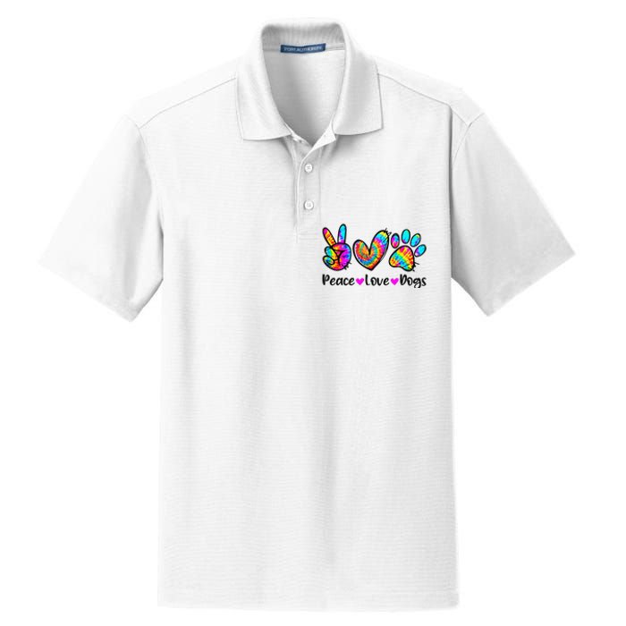 Peace Love Dogs Tie Dye Dog Paw Dog Mom Cute Mother's Day Dry Zone Grid Polo