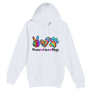 Peace Love Dogs Tie Dye Dog Paw Dog Mom Cute Mother's Day Premium Pullover Hoodie