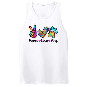 Peace Love Dogs Tie Dye Dog Paw Dog Mom Cute Mother's Day PosiCharge Competitor Tank