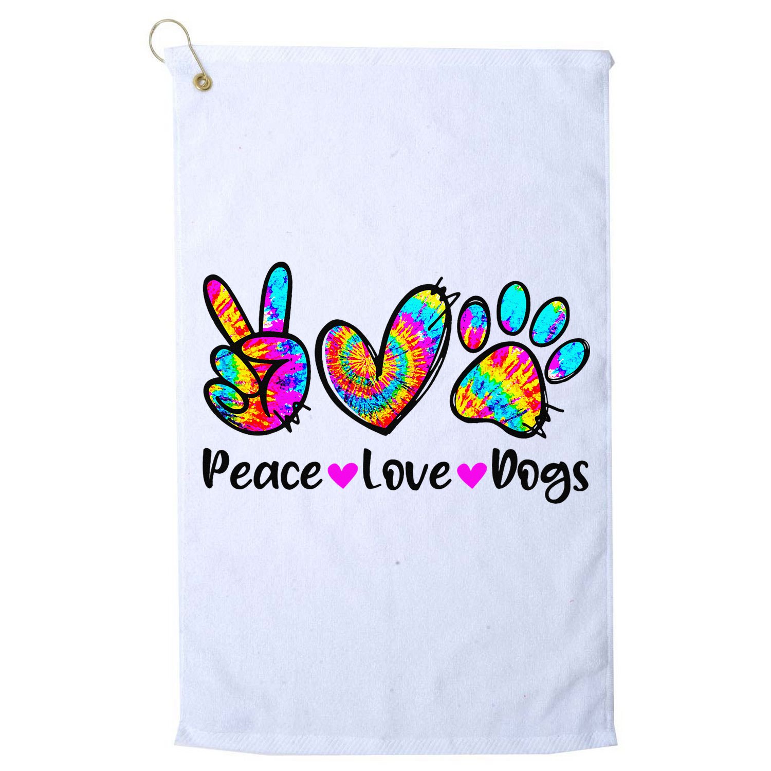 Peace Love Dogs Tie Dye Dog Paw Dog Mom Cute Mother's Day Golf Towel