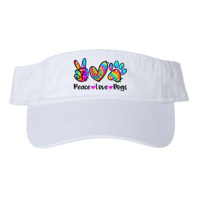 Peace Love Dogs Tie Dye Dog Paw Dog Mom Cute Mother's Day Valucap Bio-Washed Visor