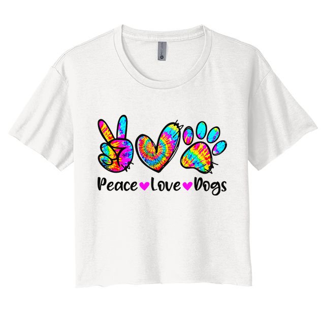 Peace Love Dogs Tie Dye Dog Paw Dog Mom Cute Mother's Day Crop Top