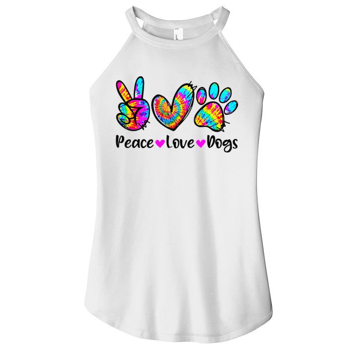 Peace Love Dogs Tie Dye Dog Paw Dog Mom Cute Mother's Day Women's Perfect Tri Rocker Tank
