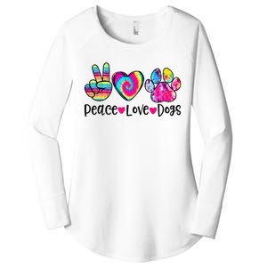 Peace Love Dogs Tie Dye Dog Paw Dog Mom Mother's Day Women's Perfect Tri Tunic Long Sleeve Shirt