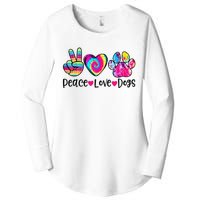 Peace Love Dogs Tie Dye Dog Paw Dog Mom Mother's Day Women's Perfect Tri Tunic Long Sleeve Shirt