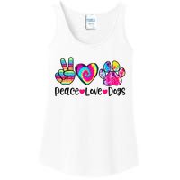 Peace Love Dogs Tie Dye Dog Paw Dog Mom Mother's Day Ladies Essential Tank