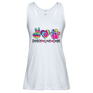 Peace Love Dogs Tie Dye Dog Paw Dog Mom Mother's Day Ladies Essential Flowy Tank