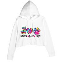 Peace Love Dogs Tie Dye Dog Paw Dog Mom Mother's Day Crop Fleece Hoodie