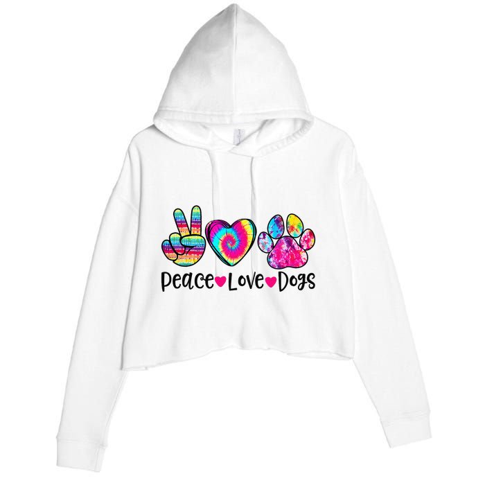 Peace Love Dogs Tie Dye Dog Paw Dog Mom Mother's Day Crop Fleece Hoodie