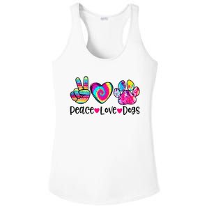 Peace Love Dogs Tie Dye Dog Paw Dog Mom Mother's Day Ladies PosiCharge Competitor Racerback Tank