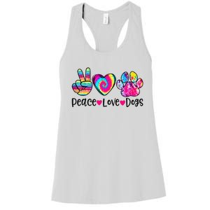 Peace Love Dogs Tie Dye Dog Paw Dog Mom Mother's Day Women's Racerback Tank