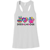 Peace Love Dogs Tie Dye Dog Paw Dog Mom Mother's Day Women's Racerback Tank