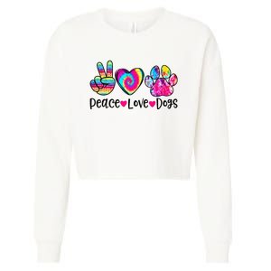 Peace Love Dogs Tie Dye Dog Paw Dog Mom Mother's Day Cropped Pullover Crew