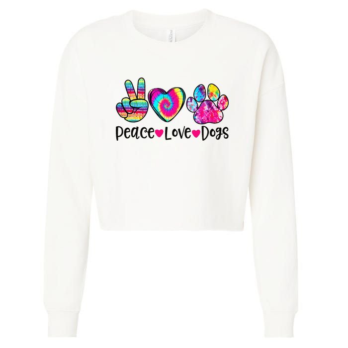 Peace Love Dogs Tie Dye Dog Paw Dog Mom Mother's Day Cropped Pullover Crew