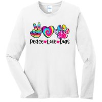 Peace Love Dogs Tie Dye Dog Paw Dog Mom Mother's Day Ladies Long Sleeve Shirt